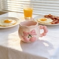 thumbnail image 3 of Tauxra 10oz Ceramic Coffee Mug With Spoon For Home Office Yellow Pink, 3 of 6