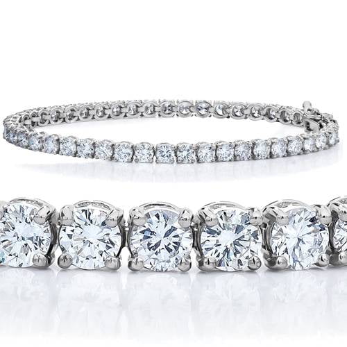 Bracelet Tennis Rond en Or Blanc 14k avec Diamants