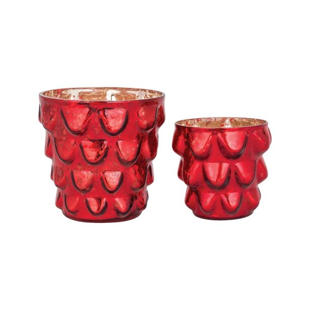 Red Holiday Votive Candle Holders 5 inch Christmas Votive (Set Of 2