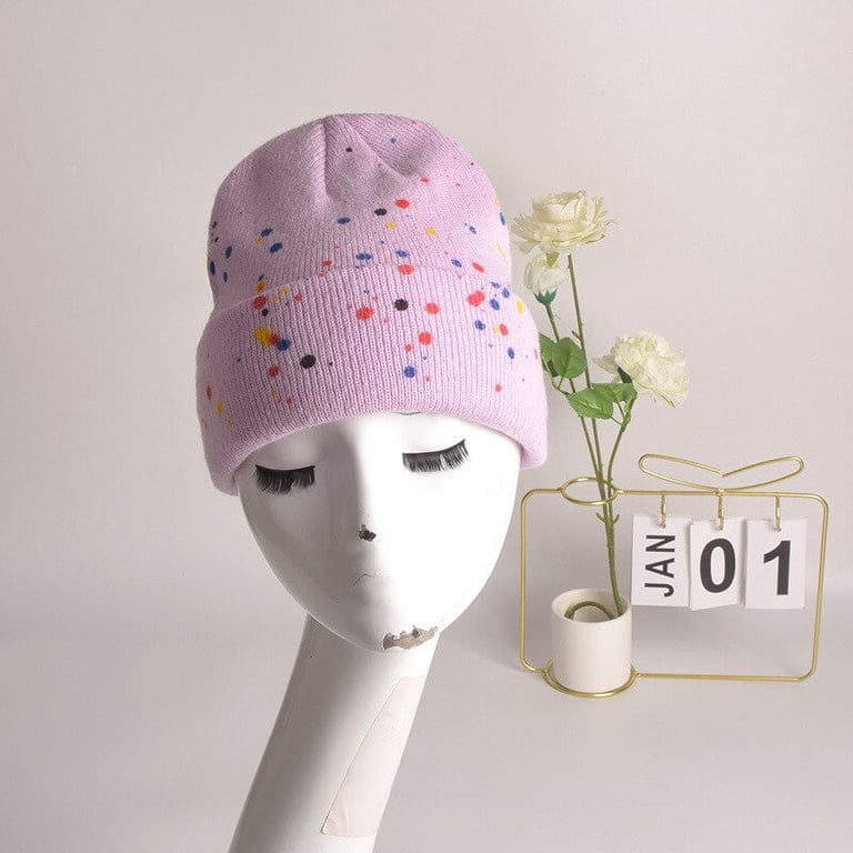 Winter Knitted Hat Splash-ink Hand-painted Skullies Hats  display picture 1
