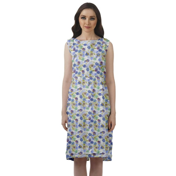 Moomaya Rayon Printed Dress Zipper Back Slit Shift Dress WoMen's Summer Clothing