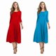 thumbnail image 5 of Vestido de color liso con cuello redondo y media manga para mujer, 5 of 5