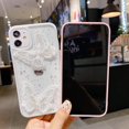 thumbnail image 5 of for iPhone 14 13 12 11 Plus Pro Max Mini Case, Soft TPU Phone Case, Shiny Clear Lace Butterfly Shell, Unique Popular Glitter Protector Cover for Women(Pink,14 Pro Max), 5 of 7