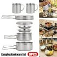 thumbnail image 2 of 8Pcs Camping Cookware Mess Kit Stainless Steel Outdoor Picnic Pot Cook Pan Set Foldable Handle Camping Utensils Pot Pan Cup Gear for Traveling Camping Beach, 2 of 4