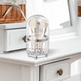 thumbnail image 4 of Diamond Cut Clear Makeup Brush Holder with Dome Dustproof Lid, Rotatable Cosmetic Brush Storage Organizer with Raised Feet for Vanity Countertop, Clear & Beige Two Options, 4 of 5