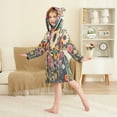 thumbnail image 4 of FORMRS Niños Bathrobe Unisex Hooded Robe Soft Plush Pajamas Sleepwear, Size 7-9T, Large Colorful Flowers, 4 of 7