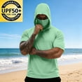 thumbnail image 7 of ZVNAΖH Men's Sun Protection Hooded T-Shirt, Short Sleeve Athletic Top with Face Mask for Workout & Outdoor, S-3XL, 7 of 7