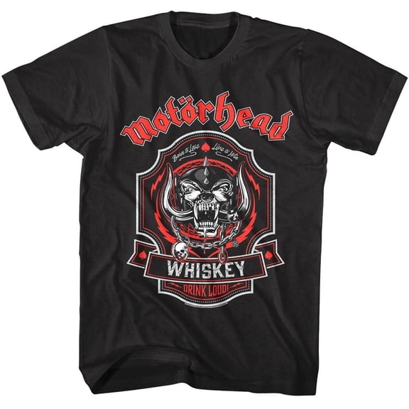 Motorhead Whiskey Drink Loud Men's T Shirt (Black, AdultS)