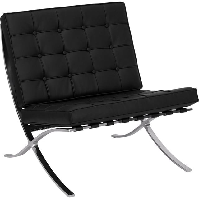 Pavilion Leather & Stainless Steel Barcelona Chair - Contract Grade