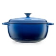 thumbnail image 1 of Mercer Culinary Horno holandés redondo de hierro fundido esmaltado, 6 cuartos de galón, azul marino, 1 of 9