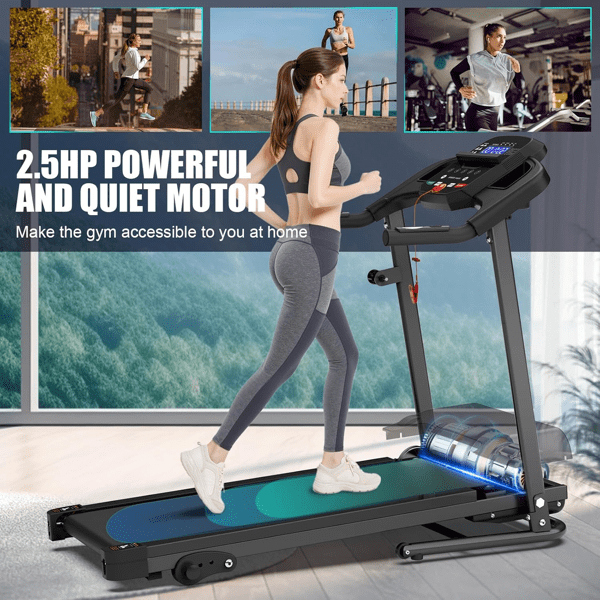 Ambifirner 2.5HP Folding Treadmill - 7.5 MPH, 3-Level Incline, 400lb Capacity, Shock Absorb for Home Gym