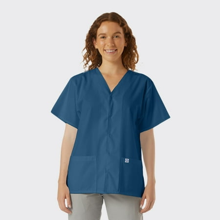 

SPECTRUM UNIFORMS Scrub Tops Tunic Tops with Snap Front Women V-Neck Soft Fabric Ideal for Medical Professionals Hospital and Lab Work Wear Caribbean Blue