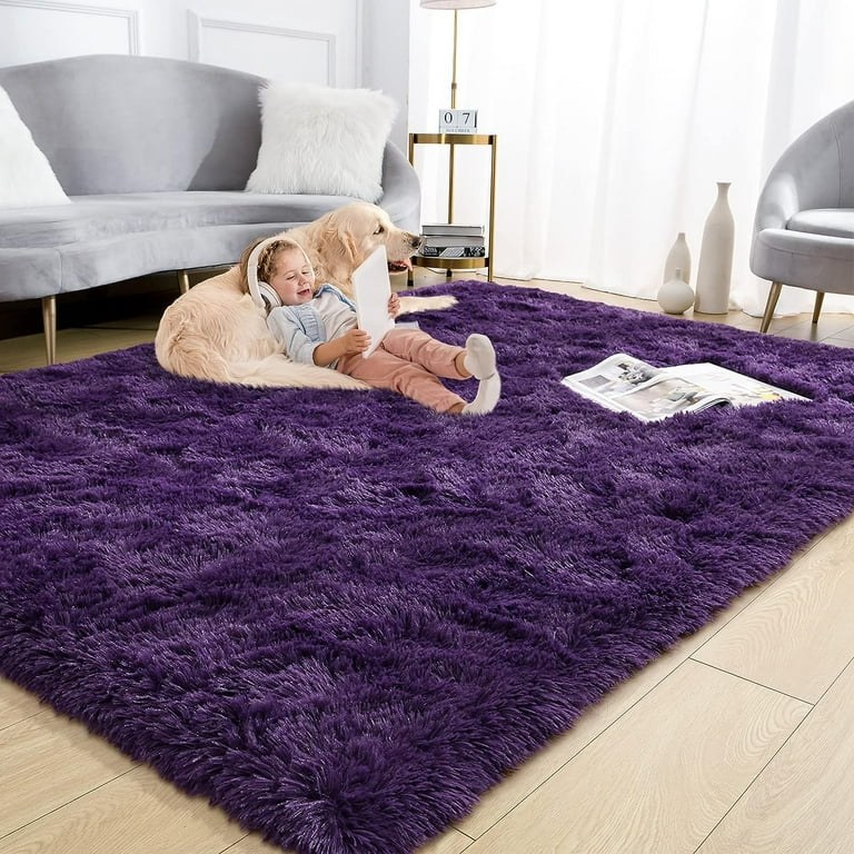 Lochas Soft Fluffy Rug Modern Shag Accent Carpet Fuzzy Shaggy Rugs for Bedroom Indoor Modern Area Rugs 3 X5 Dark Purple Walmart