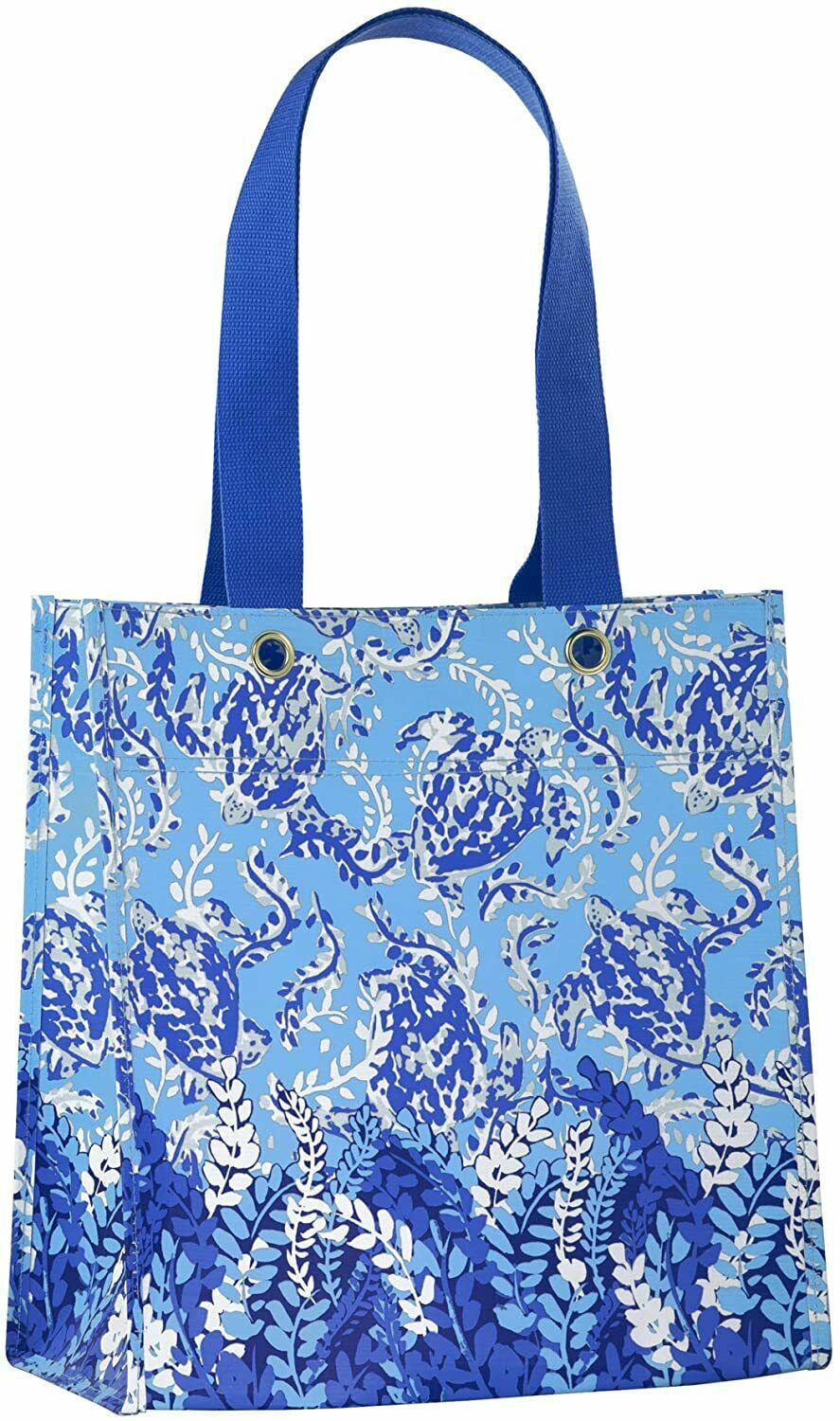 Oversize Reusable Grocery Tote with Comfortable Shoulder Straps Aqua La Vista Lilly Pulitzer Blue/Green XL Market Shopper Bag