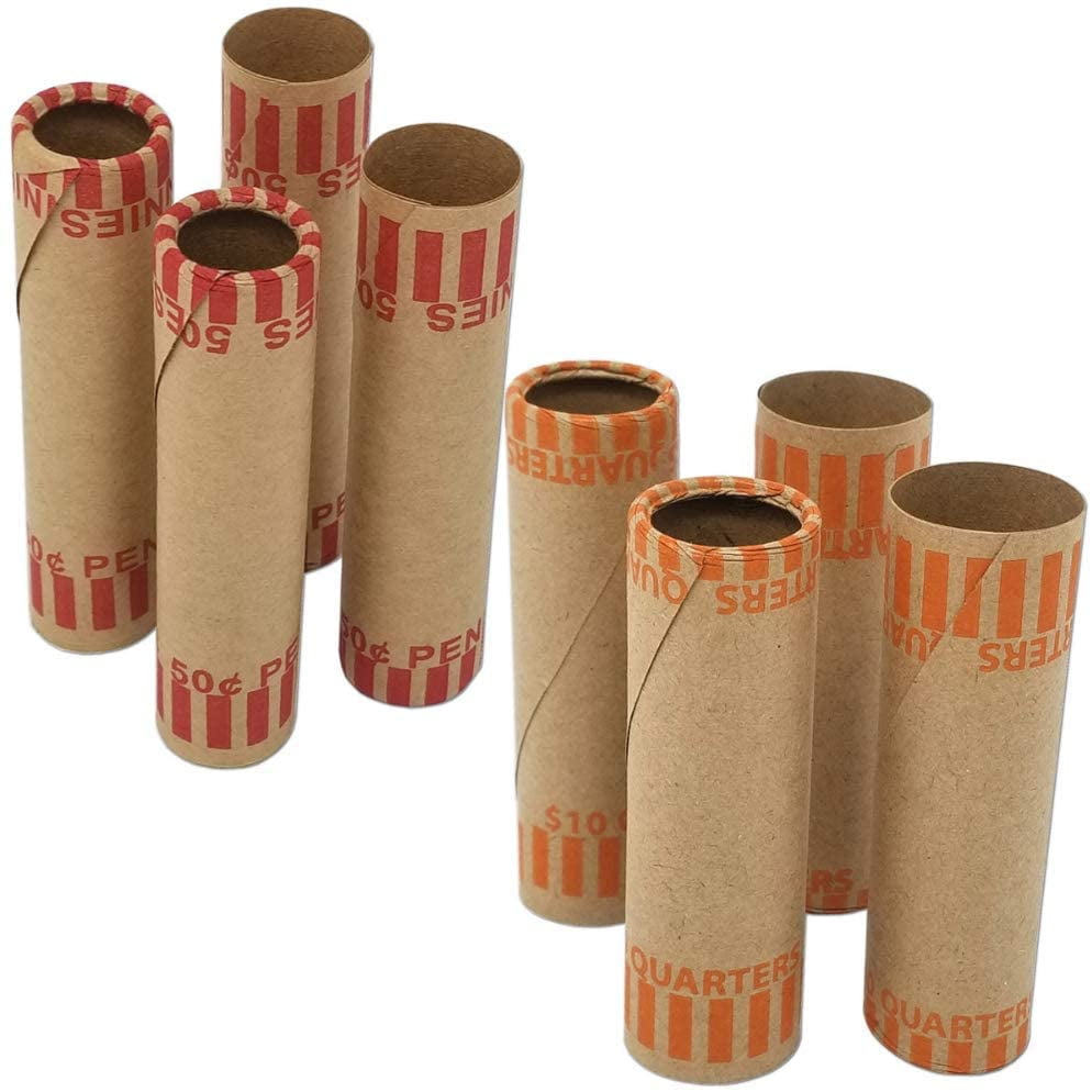 72 Preformed Dime Tubes Paper Coin Wrapper 10 cents Shotgun Roll Counter 