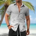thumbnail image 2 of IWRICH Men's Hawaiian Short Sleeves Shirt Button down Beach Tops Summer Casual Floral Printed Holiday Tees Light Gray L, 2 of 4