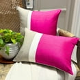 thumbnail image 6 of The HomeCentric Decorative Fuchsia 22"x22" (55x55 cm) Throw Pillows, Silk & Linen Patchwork & Colorblock Throw Pillows For Couch, Solid Color Pattern Modern Style - Fuchsia Silkastic, 6 of 10