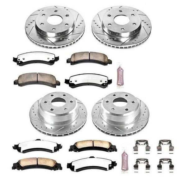 PowerStop Front and Rear Z36 Truck & Tow Carbon-Fiber Ceramic Brake Pad and Drilled and Slotted Rotor Kit Fits: CADILLAC CHEVROLET GMC Select Models K2016-36