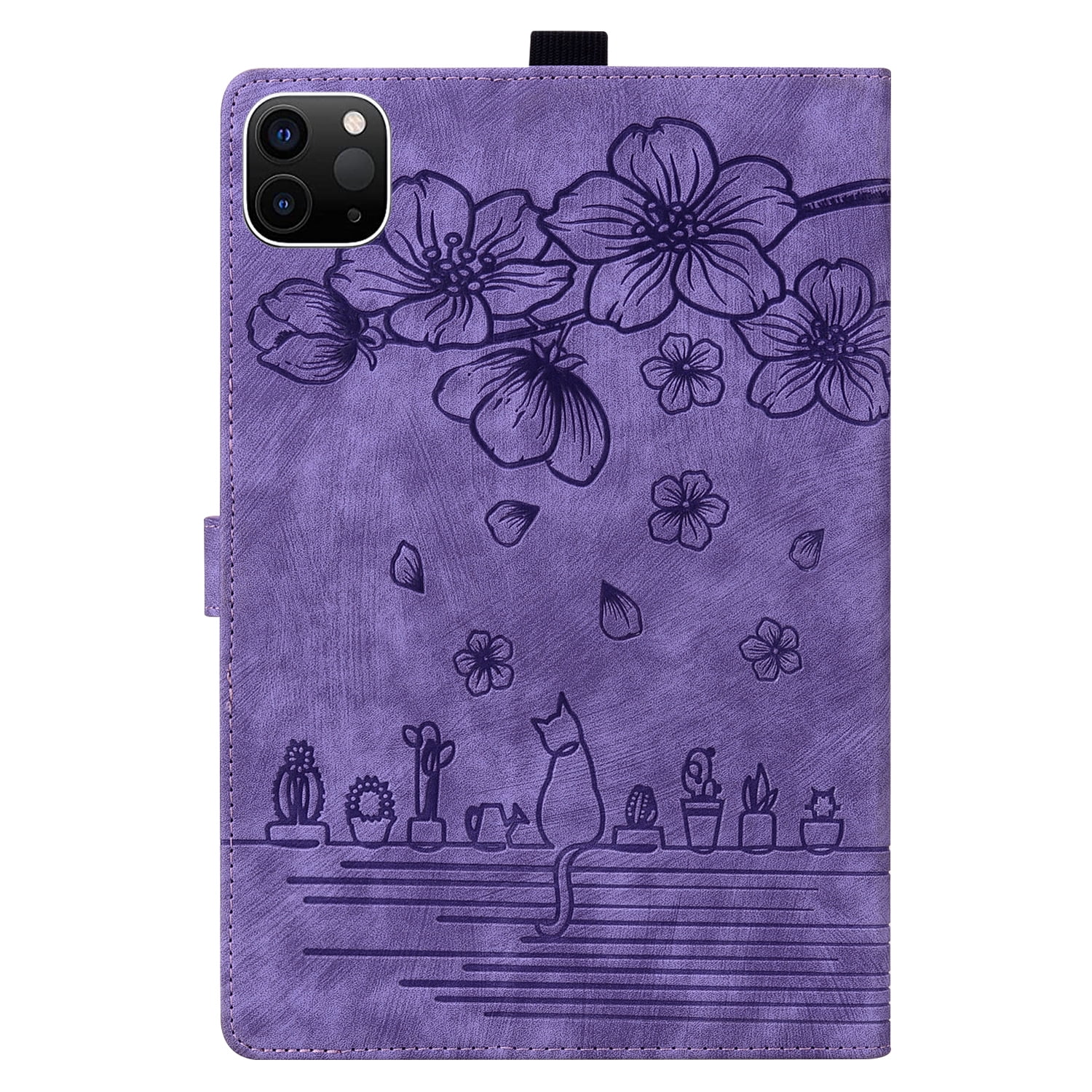 Allytechgroup Premium iPad Air 11 Case 2024 - Stylish Sakura Embossed Shockproof Tablet Case Cover for Apple iPad Air 11 Inch 2024 with Auto Sleep/Wake, Flip Cover, Stand & Pencil Holder, Purple