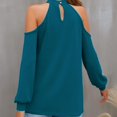 thumbnail image 4 of aidice Off the Shoulder Tops for Women Casual High Neck Long Sleeve Loose Keyhole Solid Color Shirts, 4 of 4