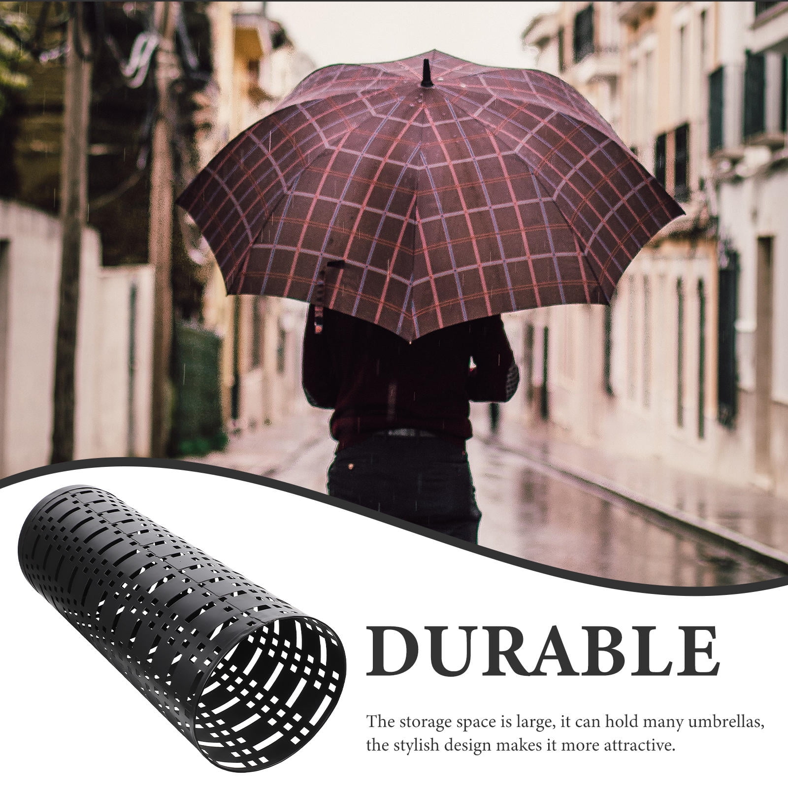 UPOUART Round Wet Umbrella Holder Storage Bucket Iron Stand for Indoor Use, and Practical Umbrella Organizer 1 Set