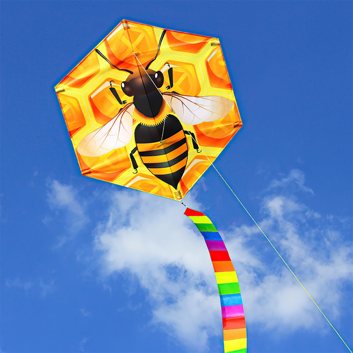 Canddidliike Hexagon Bee Kites, Easy to Fly Beach Kite for Girls, Boys, Kids, Adults, Beginners