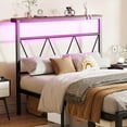 thumbnail image 3 of VanAcc Metal Bed Frame with LED Lights Platform Storage Shelf, Twin, Vintage Modern Style, Black, 3 of 9