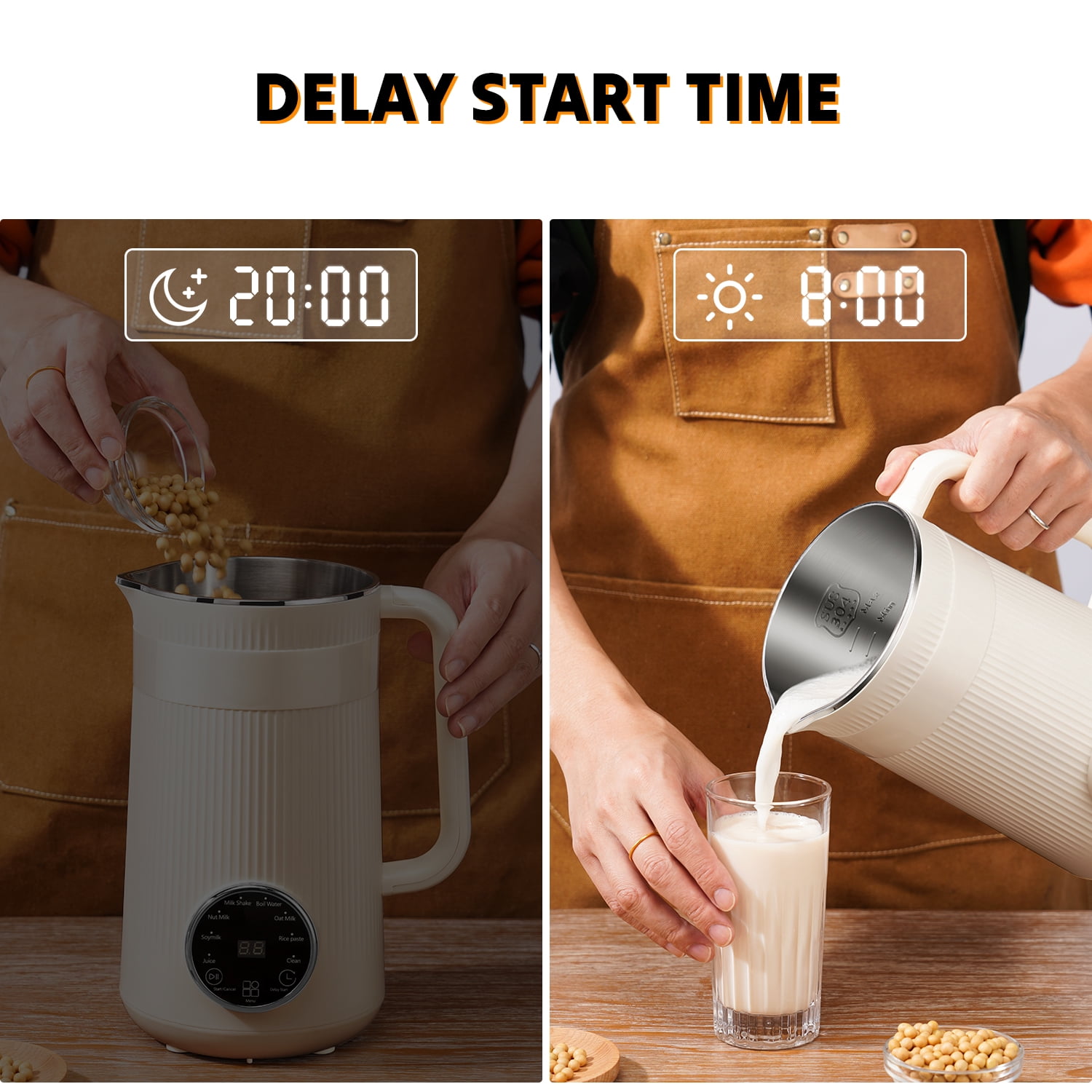 8 in 1 Nut Milk Maker Blender, 32oz Automatic Soybean Machine With Delay Start/Keep Warm/Boil Water, Homemade Soy, Almond, Oat, Coconut, Plant Based, Cream