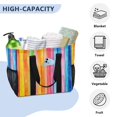 thumbnail image 5 of Large Hand-Held Storage Bag Kitchen Reusable Grocery Bags， Travel Tote Bags， Waterproof Tote，Laundry Bag，Beach Bag， Pool Bag Watercolor Stripe Pattern, 5 of 8