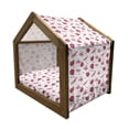 thumbnail image 2 of Ladybugs Pet House, Domed Back Round Ladybugs with Hearts Flowers Dragonflies Romantic Wings Pattern, Outdoor & Indoor Portable Dog Kennel with Pillow and Cover, 5 Sizes, Red White, by Ambesonne, 2 of 5