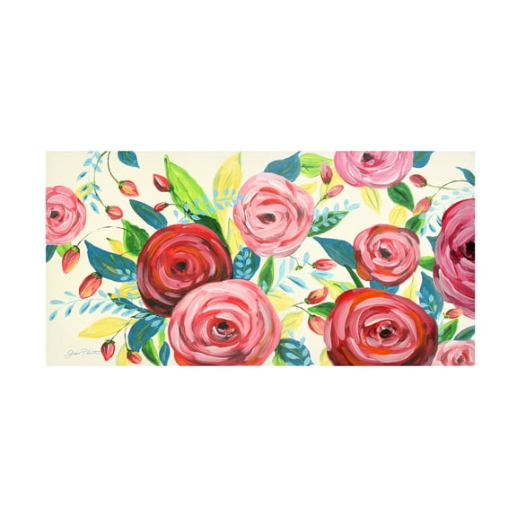 Canvas Wall Art - Jean Plout 'Elegant Rose Garden' Wall Art for Living Room, Bedroom, or Office Décor by Trademark Fine Art - 19 x 10 Inches