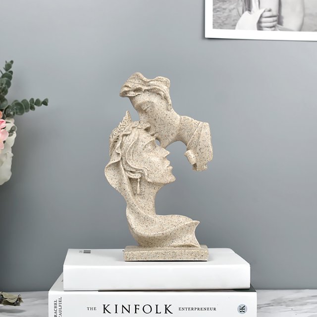 Estatua de pareja besándose de resina, adornos, amantes del beso, esculturas artísticas (piedra arenisca)