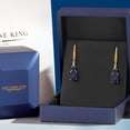 thumbnail image 5 of Gem Stone King 18K Yellow Gold Plated Silver Blue Sapphire and White Lab Grown Diamond Dangle Earrings for Women (5.13 Cttw, Oval 9X7MM), 5 of 6