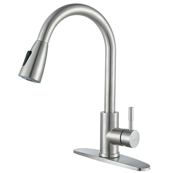 WOWOW Kitchen Faucet with Sprayer, Brushed Nickel Kitchen Sink Faucet