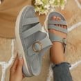 thumbnail image 2 of CYMMPU Women's Triple Strap Platform Slide Sandals, Buckle Decor Open Toe Slip On Wedge Slippers, Casual Summer Footwear Gray 37, 2 of 9