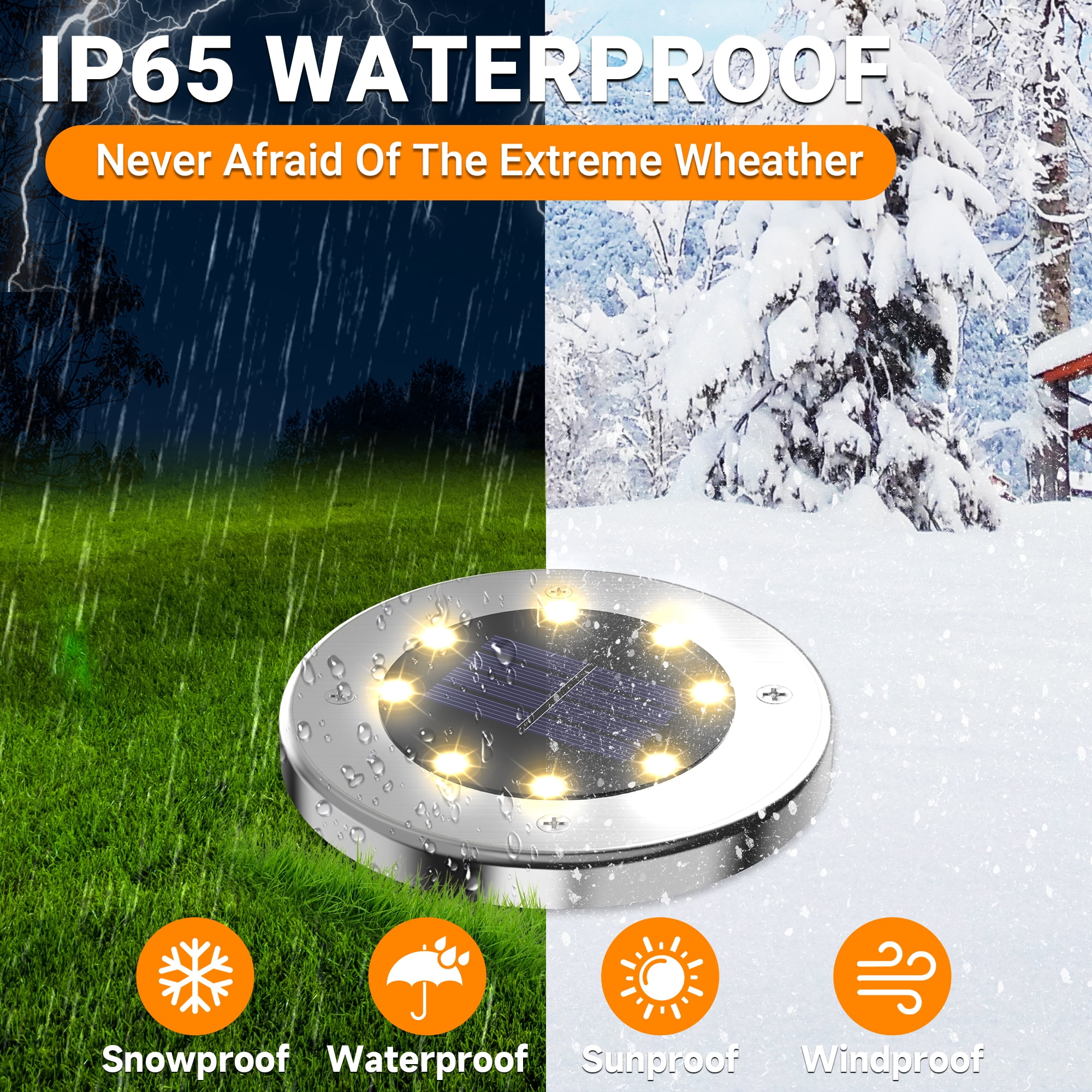 DAYBETTER 12 pack Solar Ground Lights,8 LED Disk Light for Driveway Walkway Pathway Outside Lihgting
