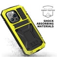 thumbnail image 6 of Allytech for iPhone 14 Pro Case with Built-in Tempered Glass Screen Protector, Metal Case with TPU Bumper Shockproof Anti-Drop Dustproof Kickstand Case for iPhone 14 Pro 6.1 inch 2022, Yellow, 6 of 8
