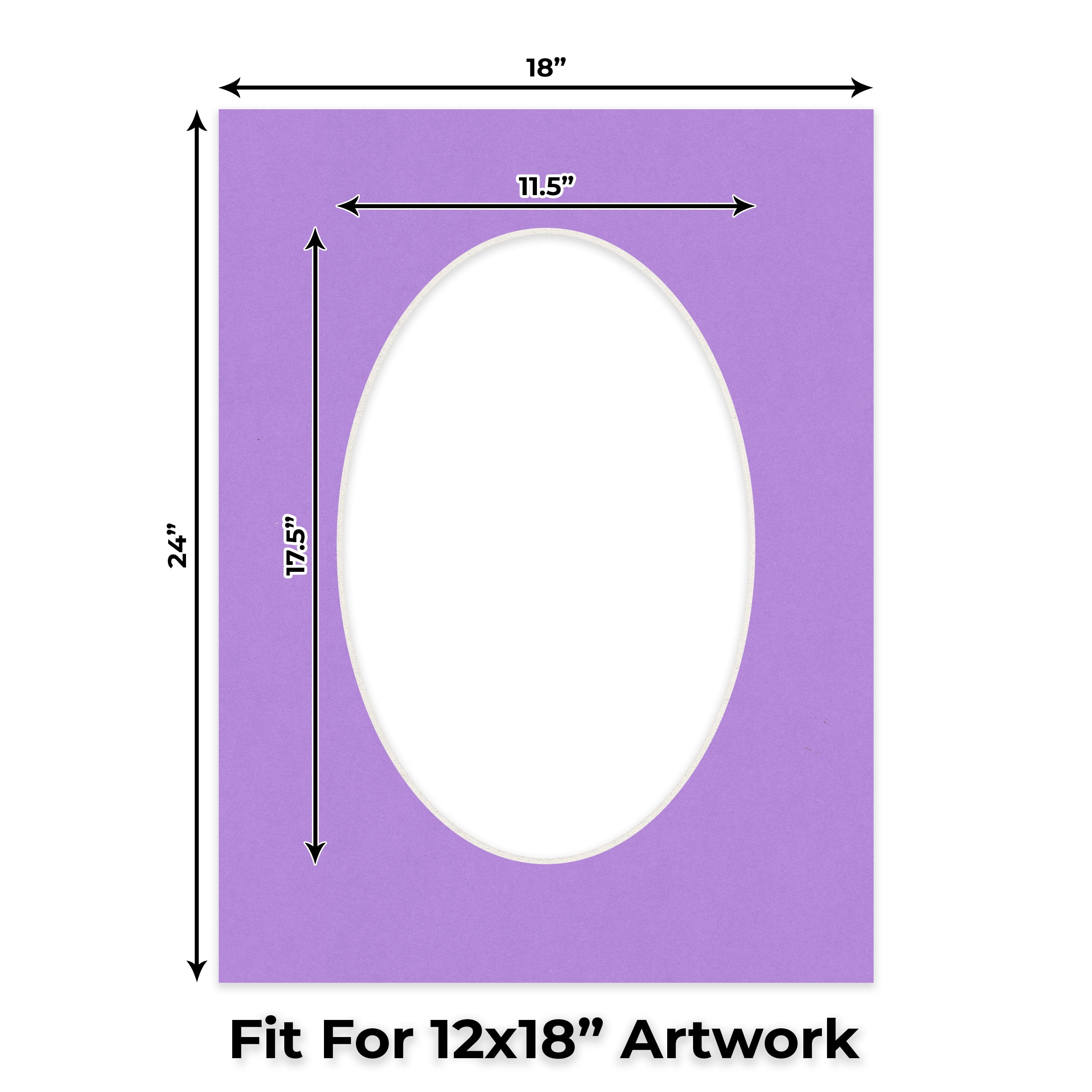 Pansy Purple Picture Frame Mat for 18x24 Frames - Oval Opening for 12x18 Photos - 25 Mats