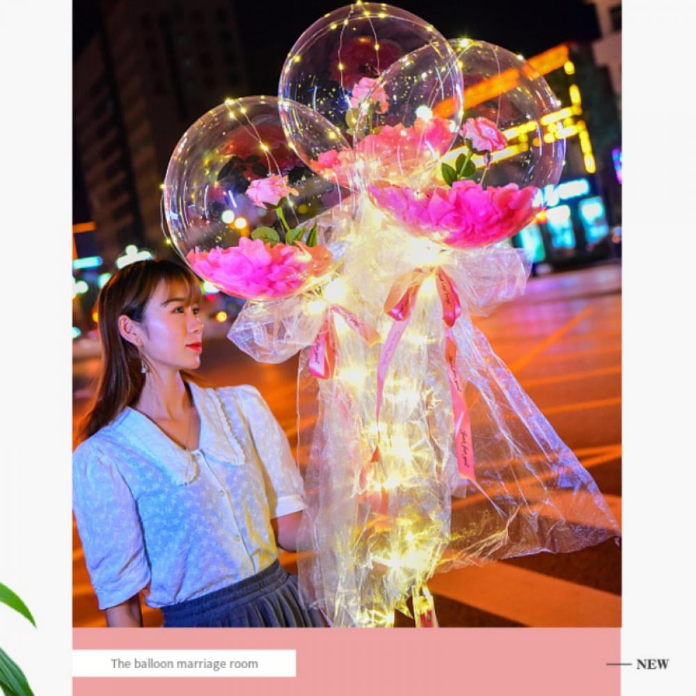 Luminous Balloon Rose Bouquet, LED Light Transparent Balloons