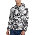 thumbnail image 3 of Picia Monochrome Botanical Illustration Pattern Casual Men's Hoodie - Lightweight Hooded Sweatshirt with Kangaroo Pocket, Comfortable Pullover for Everyday, Travel-Large, 3 of 7