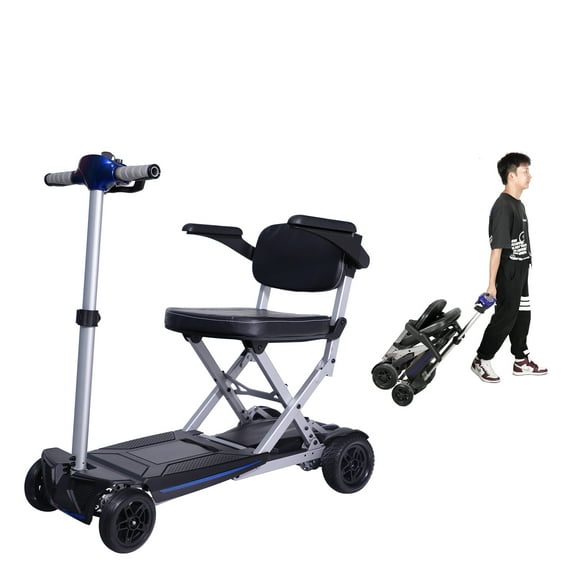 Mobility Scooter for Adults Senior, 4 Wheels Upgraded Electric Powered Chargeable Device for Travel, Lightweight and Portable,Blue