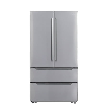 SMAD 22.5 Cu ft Counter Depth French Door Refrigerator, Automatic Ice Maker Stainless-Steel 4-Door