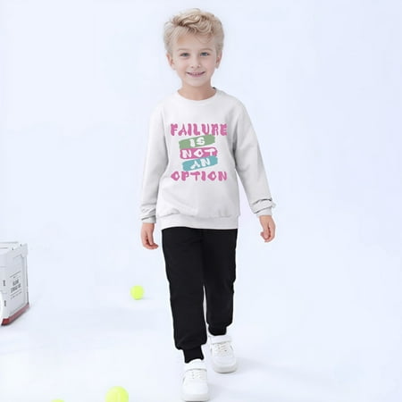 

CHAOLEI Oversized Sweatshirt For Unisex Kids Letter Print Hooded Sweatshirt Crew Neck Brushed Pullover Outfits Cute Clothes -White 5-6 Years