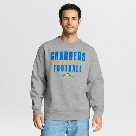 Men's Fanatics Heather Gray Los Angeles Chargers Powerful Throw Legacy Pullover Sweatshirt