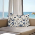 thumbnail image 3 of Navy Blue Floral Lumbar Pillow Covers 20x12 Inch Set of 2, Beige Vintage Farmhouse Botanical Leaves Waterproof Outdoor Pillow Covers, Decorative Cushion Pillowcases for Couch, Sofa, Bed, Patio, 3 of 9