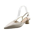 thumbnail image 6 of IUJSOY Women's Slingback Heels Closed Pointed Toe Kitten Pumps Slip on Wedding Bride Dress Shoes, 6 of 9