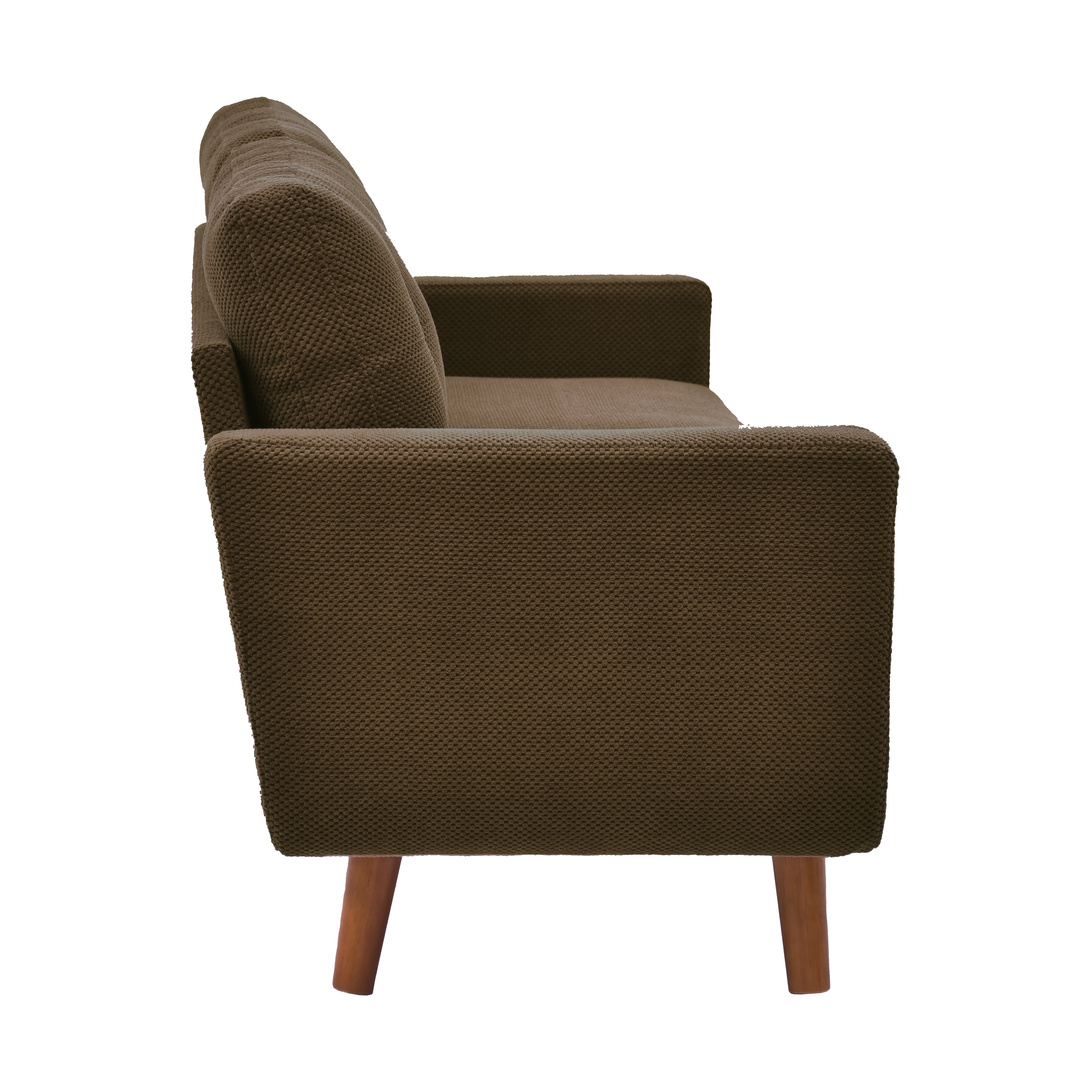 Modern Two-Seater Sofa 65-Inch with Nubby Upholstery, Comfy Loveseat and Apartment Couch with Solid Wood Legs for Living Room, Coffee