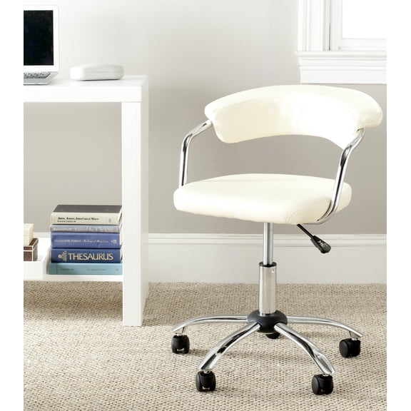 Safavieh Pier Faux Leather Mid Back Desk Chair, Creme