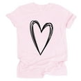 thumbnail image 1 of Hauts d'Été pour Femmes 2023 Hauts pour Femmes Col Rond Manches Courtes T-Shirt Imprimé Cœur Blouse Basique Décontractée, 1 of 2