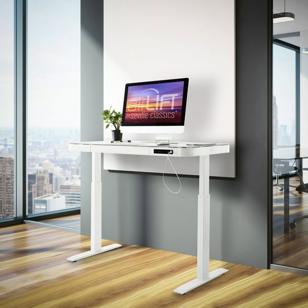 Seville Classics AIRLIFT® Tempered Glass Electric Standing Desk Dual 2